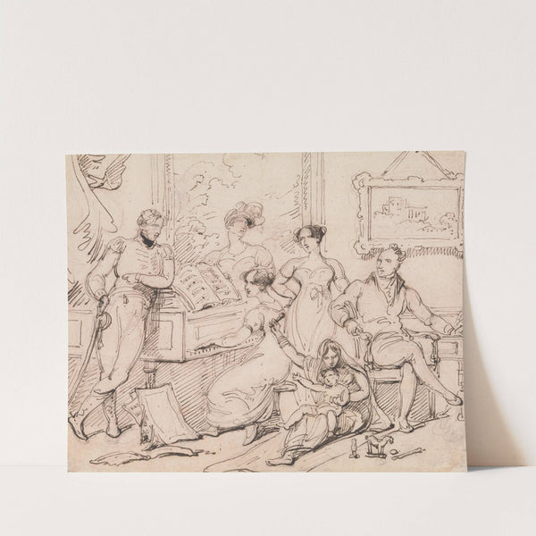 A Family Group Around a Piano by George Chinnery