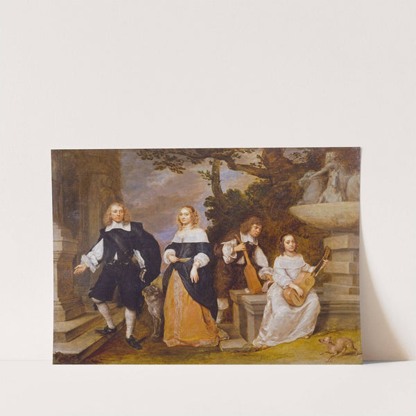 A Family Group by a Fountain by Gonzales Coques