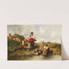 A Family Idyll with Washerwomen by a River by Pal Böhm