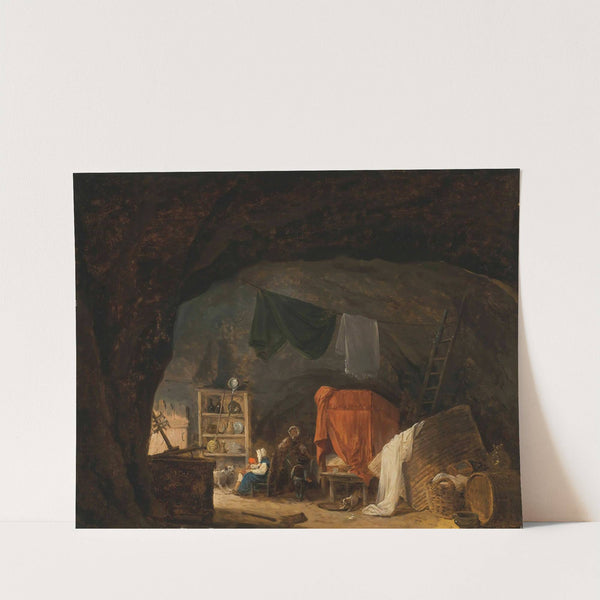 A Family In A Cave Interior (1784) by Hubert Robert