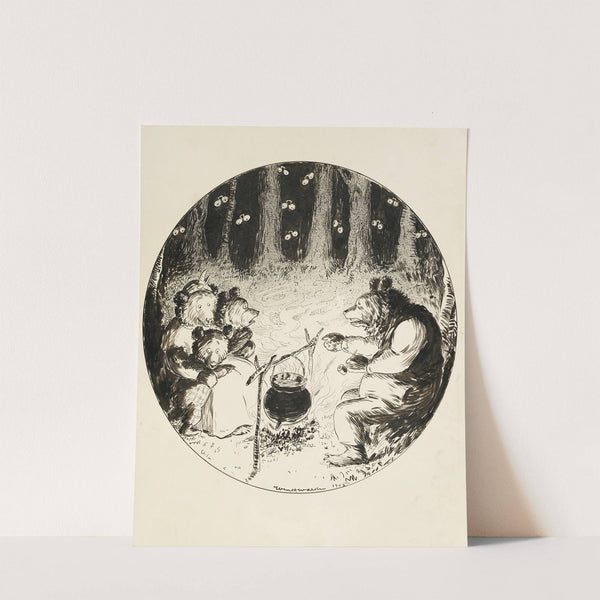 A family of bears cooks around a campfire (1905) by William Henry Walker