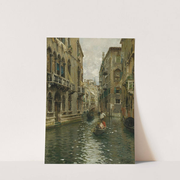 A Family Outing On A Venetian Canal by Rubens Santoro