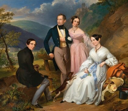 A Family Portrait in front of the Weilburg in Baden (1839)