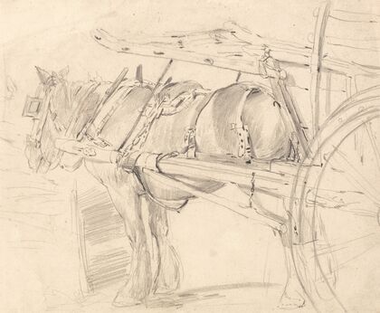 A Farm Horse, Harnessed to a Cart, Executed at or Near Canterbury
