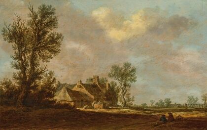 A farm in a wooded landscape