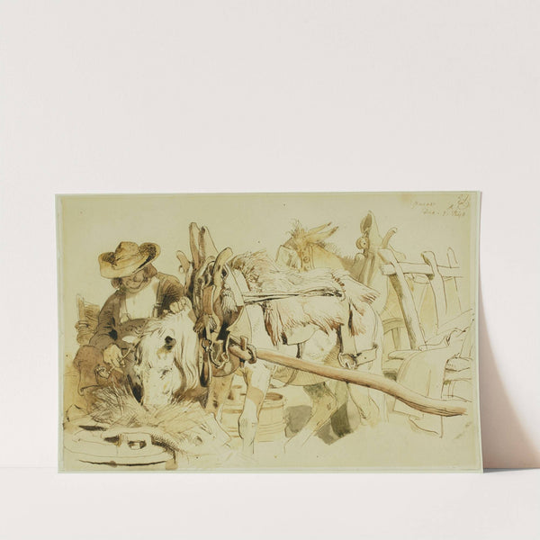 A Farmer Feeding his Pony in Geneva by Sir Edwin Henry Landseer