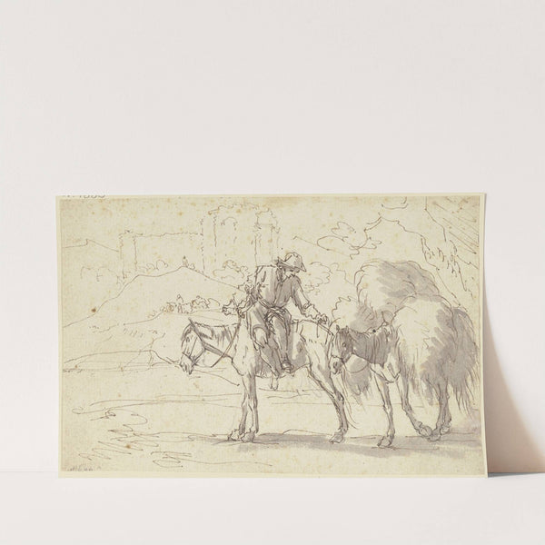 A farmer on a horse by Georg Philipp Rugendas the Elder