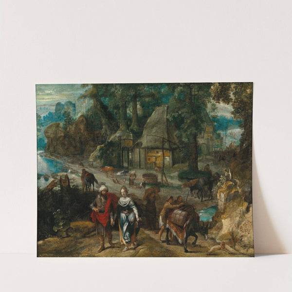 A farmyard with Jacob and Rachel by Marten van Valkenborch