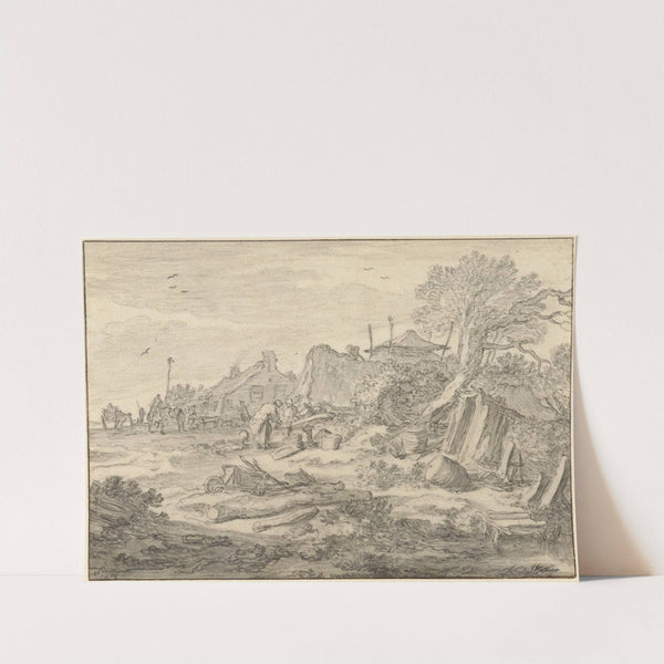 A Farmyard with Men Repairing a Wheel by Pieter de Molijn