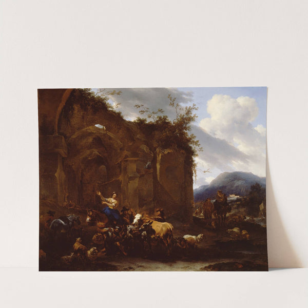 A Farrier and Peasants near Roman Ruins by Nicolaes Pietersz. Berchem