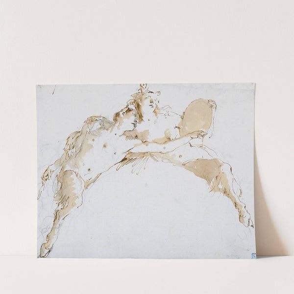 A faun, his left arm outstretched, and a fauness holding a tambour by Giovanni Battista Tiepolo