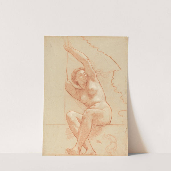 A Female Nude Seated on a Ledge (1863-1866) by Charles Louis Müller