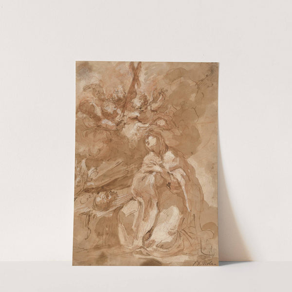 A Female Saint Contemplating a Crucifix by Giovanni Antonio Guardi