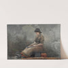 A Fishergirl Baiting Lines by Winslow Homer