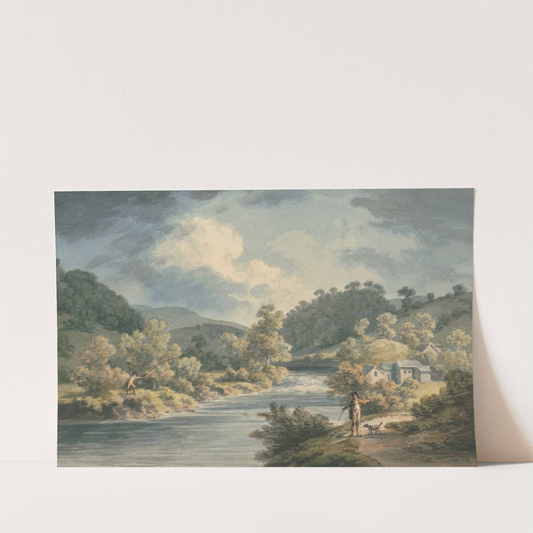 A Fisherman in the Vale of Myfod, Site of the Palace of the Princess of Powis by John Warwick Smith