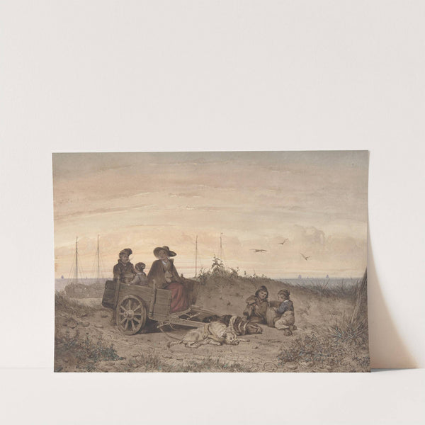 A Fisherman's Family at the Beach, the Mother and One of the Children Sitting in a Cart by Jan Gerard Smits