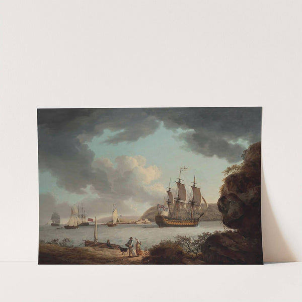 A Flagship Of The White Entering The Hamoaze And Approaching Plymouth Dock With Drake’S Island Off Her Port Quarter (1790) by John Thomas Serres