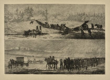 A-flank march across country during a thunderstorm. (1876)