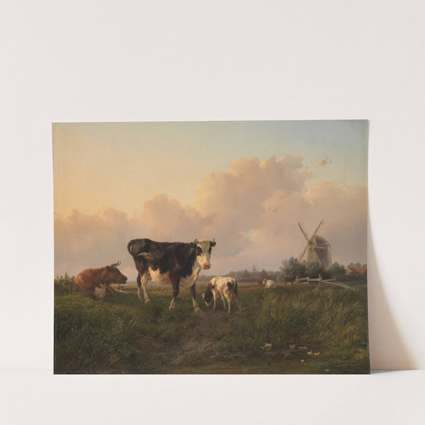 A flat landscape with cattle by Jan Bedijs Tom