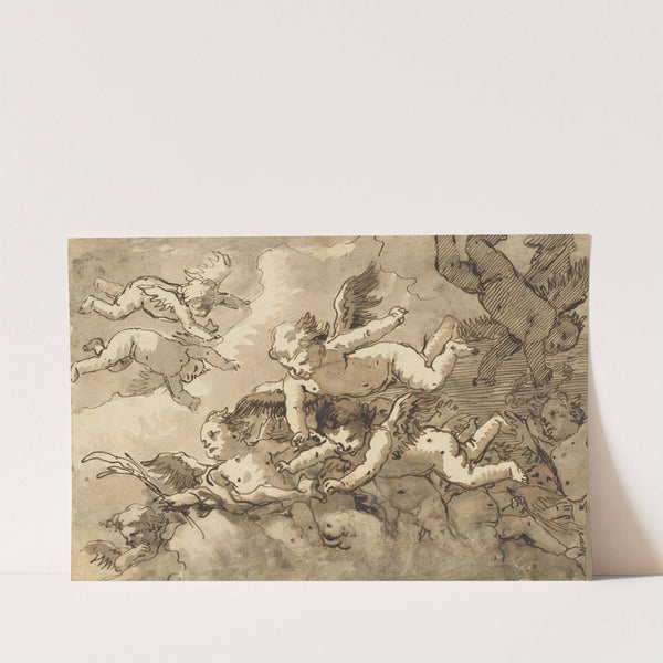 A Flock of Winged Cherubs in the Sky, One Holding a Martyr’s Palm (ca. 1770–90) by Giovanni Domenico Tiepolo