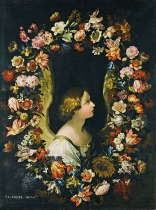 A Flower Garland Surrounding The Angel Gabriel