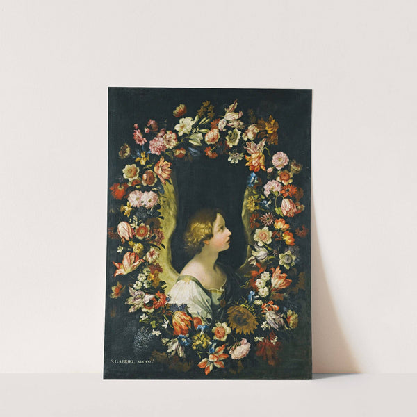 A Flower Garland Surrounding The Angel Gabriel by Francesco Caldei