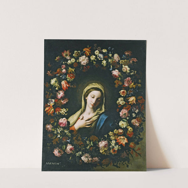 A Flower Garland Surrounding The Virgin Annunciate by Francesco Caldei