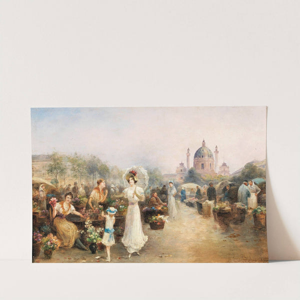 A Flower Market before the Church of St. Charles, Vienna by Emil Barbarini