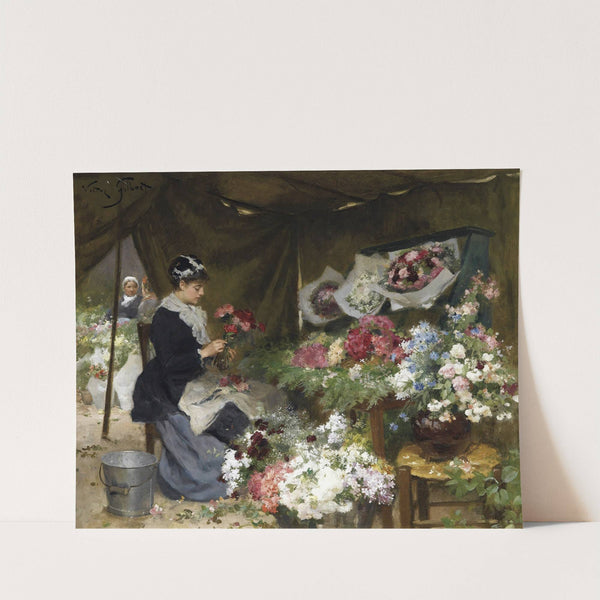 A Flower Seller Making Her Bouquets by Victor Gabriel Gilbert