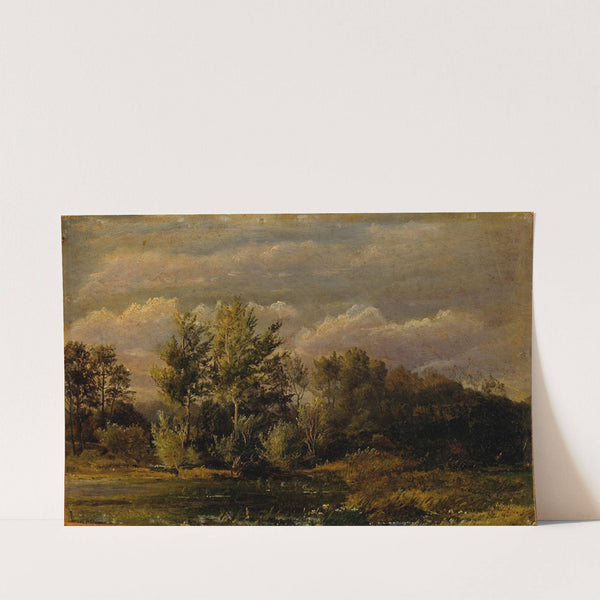 A forest lake surrounded by birches. Study (1837) by Dankvart Dreyer