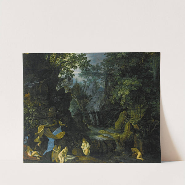 A Forest Landscape With Bathing Nymphs And Leda And The Swan by Roelant Savery