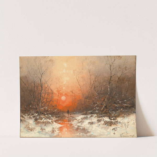 A Forest Path with Hunter at Sunset by Désiré Thomassin