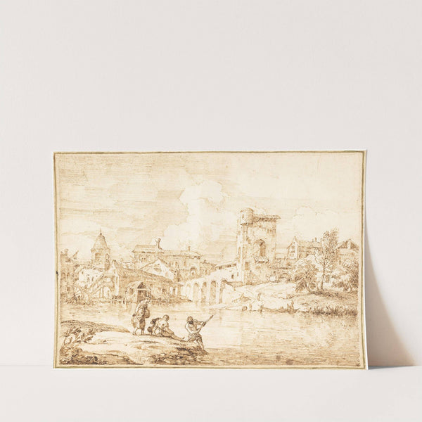 A Fortified Village along a River by Marco Ricci