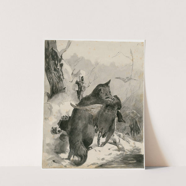 A fox with a duck in his snout (1873) by Floris Verster