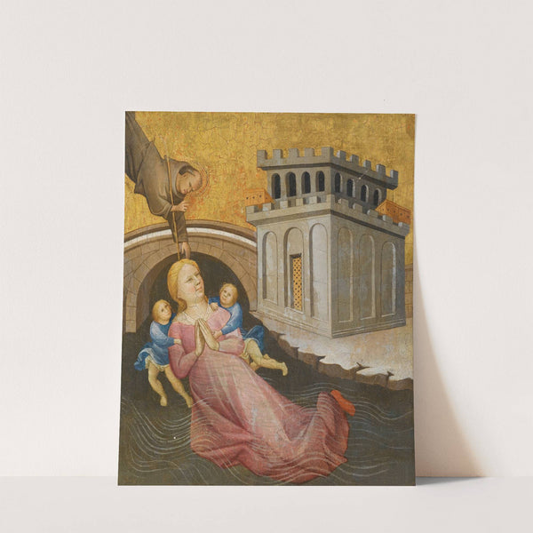 A Franciscan Saint Miraculously Saving A Woman From Drowning by Gherardo di Jacopo di Neri