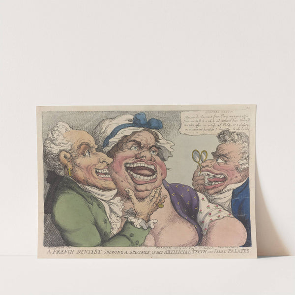A French dentist showing a specimen of his artificial teeth and false palates (1811) by Thomas Rowlandson