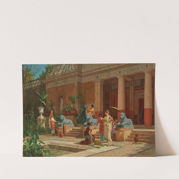 A fruit seller in the courtyard of a Pompeian villa by Luigi Bazzani