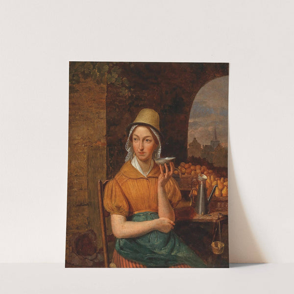 A Fruit Seller with a Town in the Background by Antwerp School