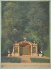 A garden pavilion in a forested landscape