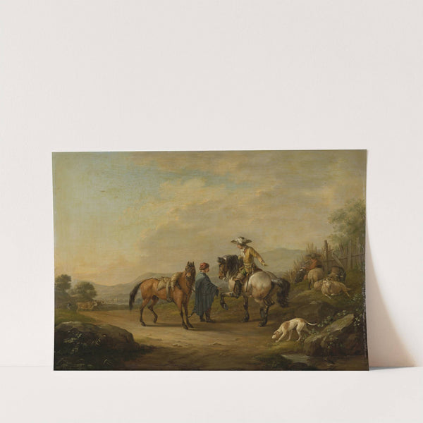 A Gentleman on Horseback with his Groom by Johann Georg Pforr