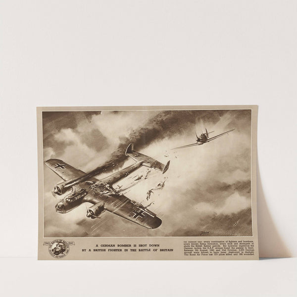 A German Bomber is Shot Down by a British Fighter in the Battle of Britain by Ron Jobson