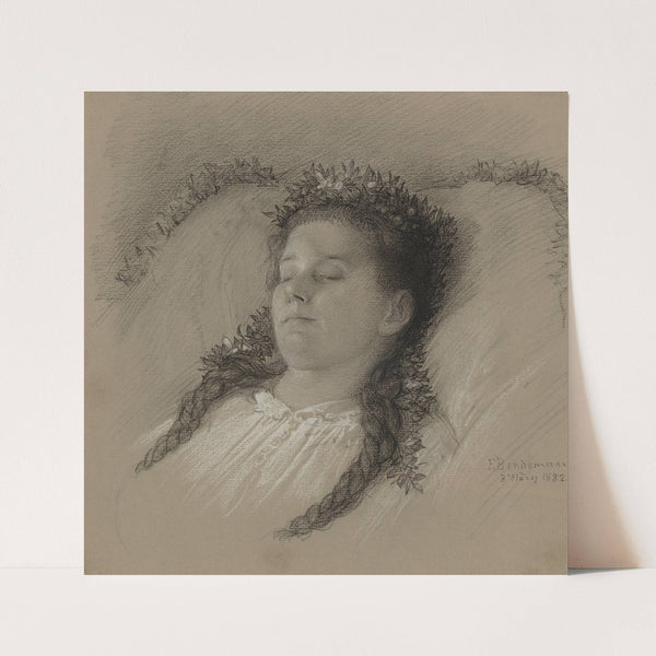 A Girl on Her Deathbed with a Crown of Flowers by Eduard Julius Friedrich Bendemann