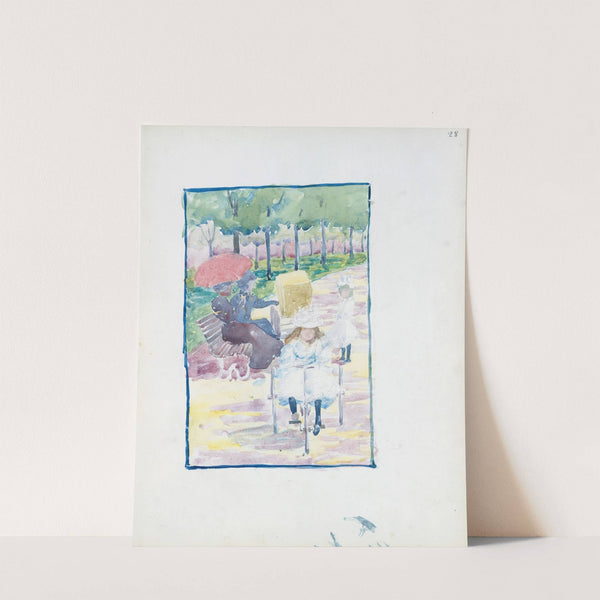 A girl riding a tricycle in the park (1895–1897) by Maurice Prendergast