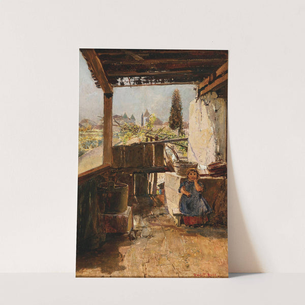 A Girl Standing by the Laundry Corner, South Tyrol by Robert Russ