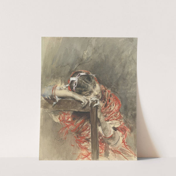 A Girl Wearing a Red Shawl by Giovanni Boldini