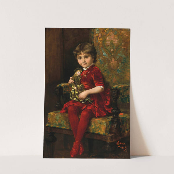 A Girl with a Doll in an Armchair (1885) by Alois Hans Schram