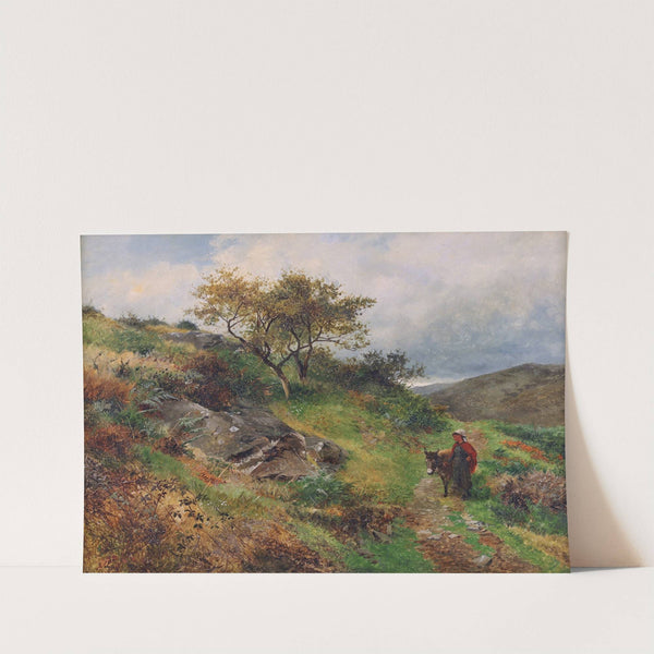 A Girl with a Donkey in a Mountain Landscape (1879) by David Bates