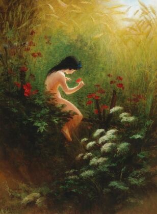 A girl with a flower