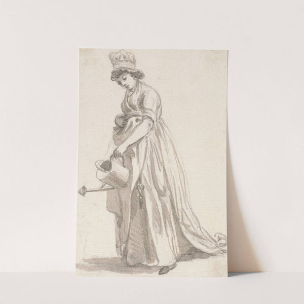 A Girl with a Watering Can facing left; Sarah Hough, Mrs. T.P. Sandby's Nursery Maid by Paul Sandby