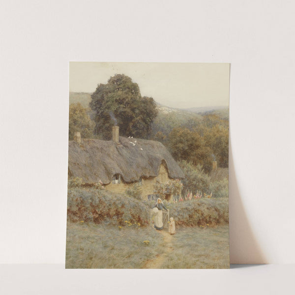 A Gloucestershire cottage under the Cotswold Hills by Helen Allingham